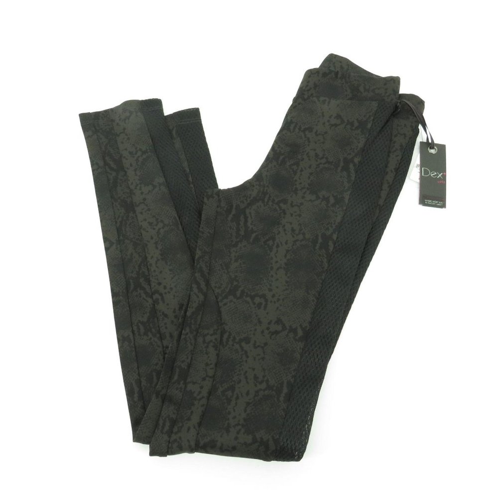 Dex Womens Black Mesh Paneled Snake-Print Leggings XS NWT $59